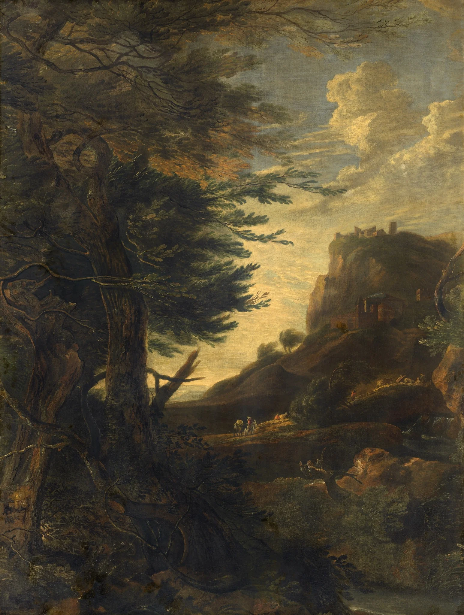 Landscape, by Pieter Rijsbraeck, oil, 1702