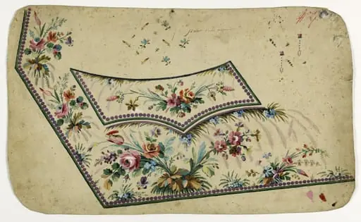 Gilet fleurs et perles mauves, projets de broderies de gilet, XVIIIème siècle