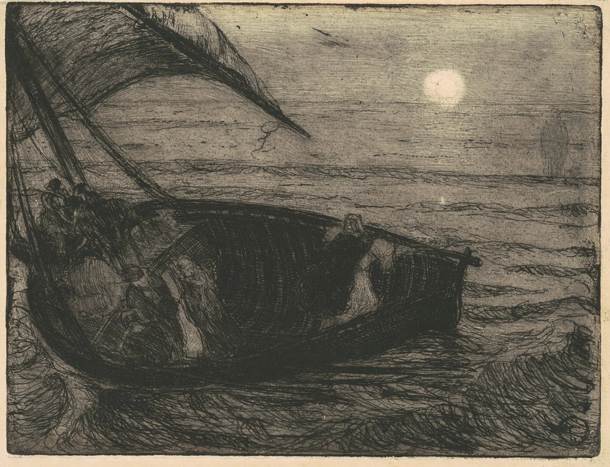 Christ Walking on the Water, by Henry Ossawa Tanner, ink, 1910