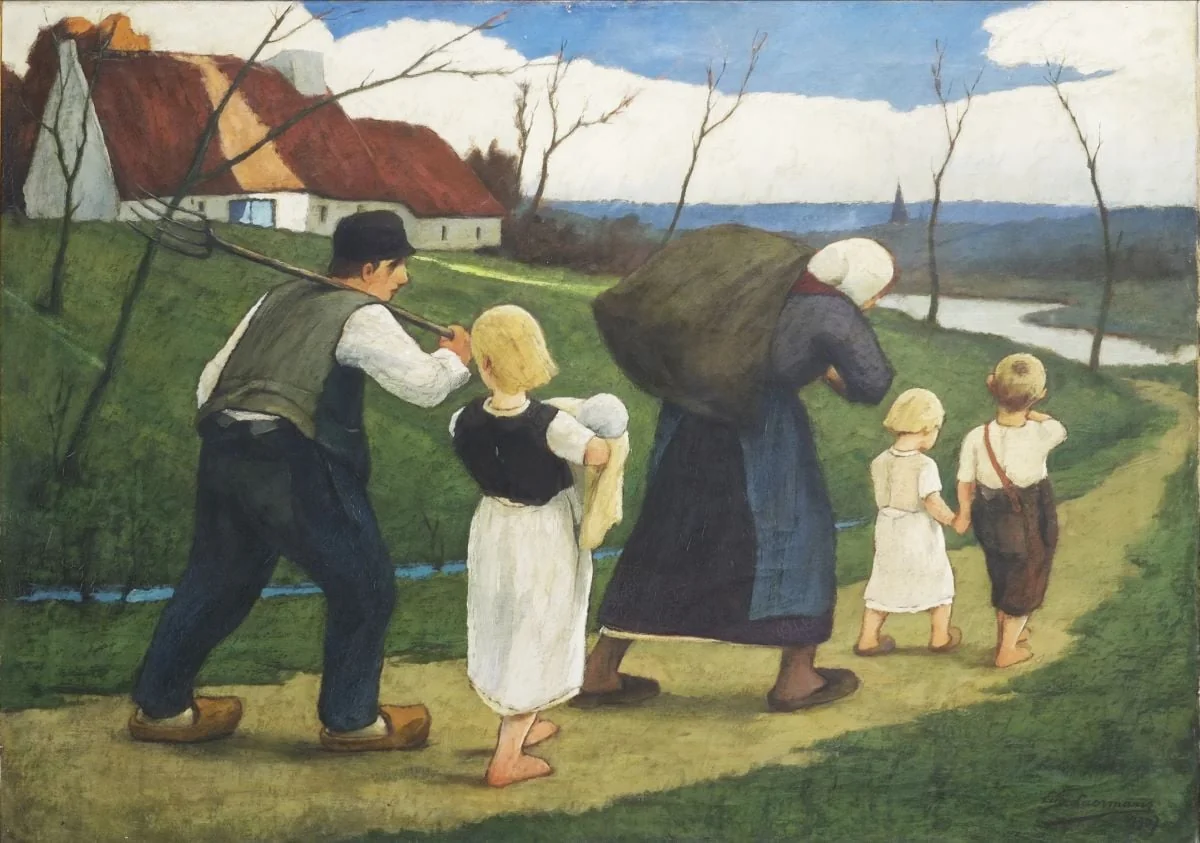 Întoarcerea de la câmp, by Eugène Laermans, unspecified