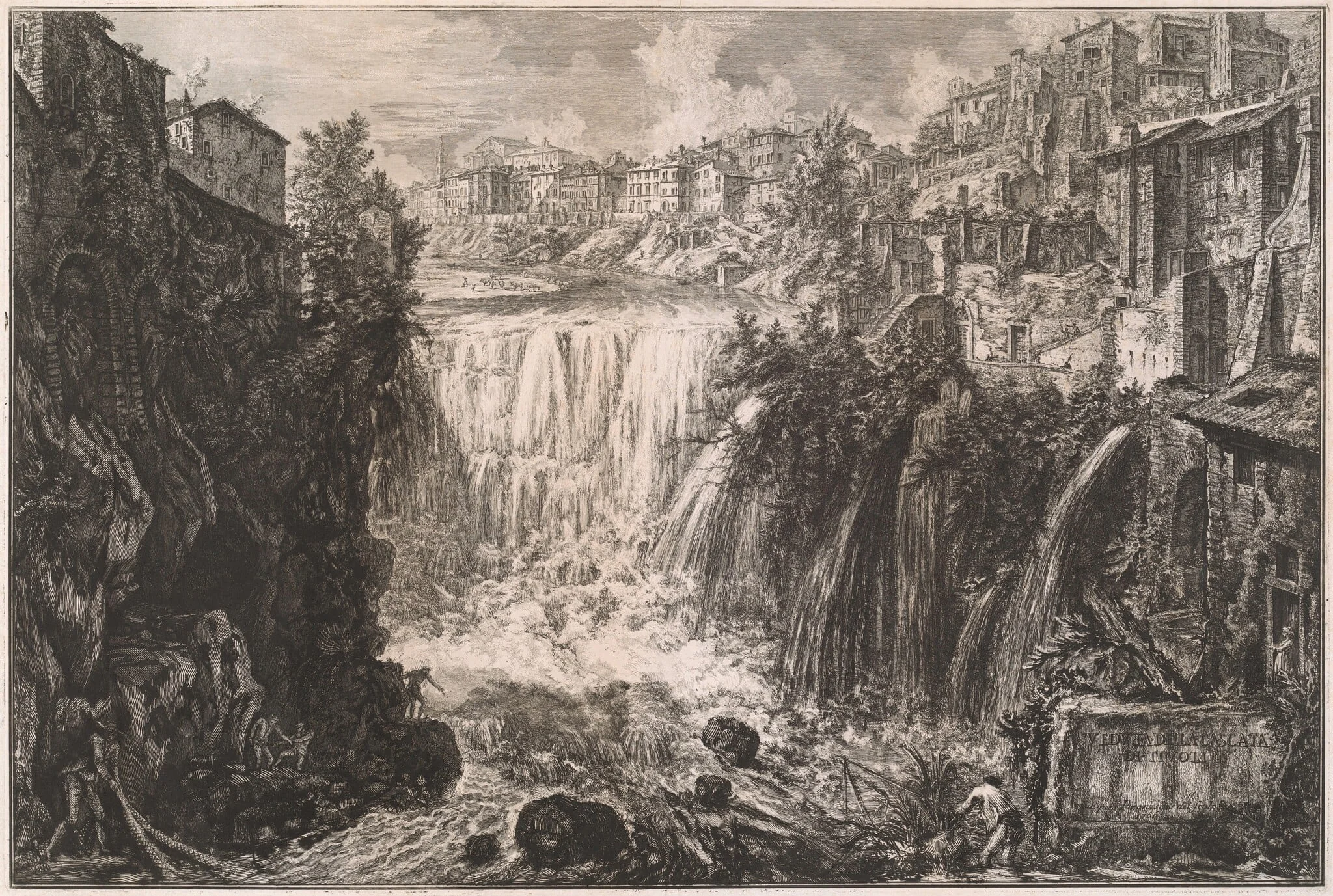 Veduta della Cascata di Tivoli, by Giovanni Battista Piranesi, ink, 1766