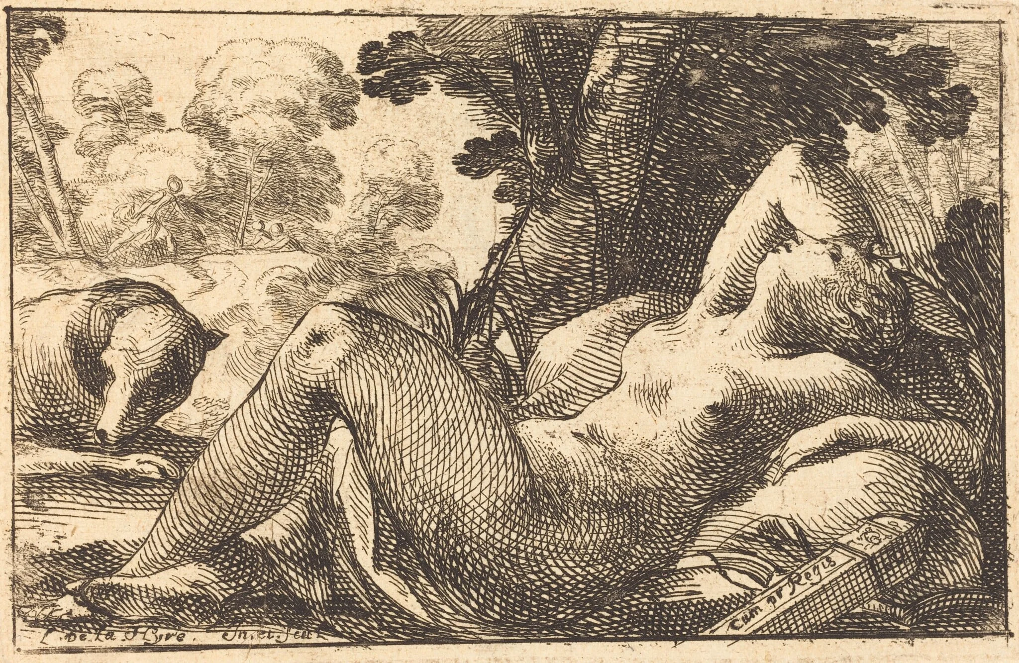 Diana Recumbent, by Laurent de La Hyre, ink, 1624