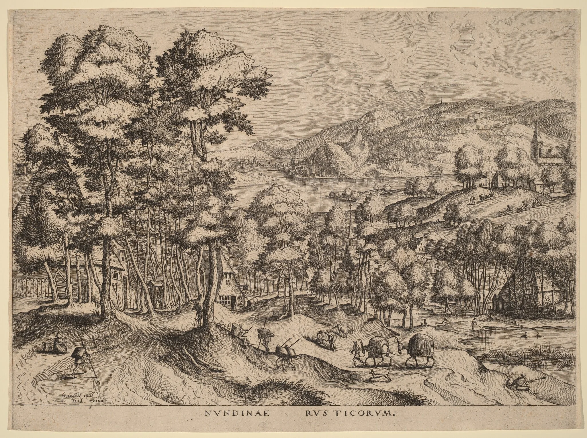 Nundinae Rusticorum (Rustic Market), by Johannes van Doetechum the Elder, ink, 1556