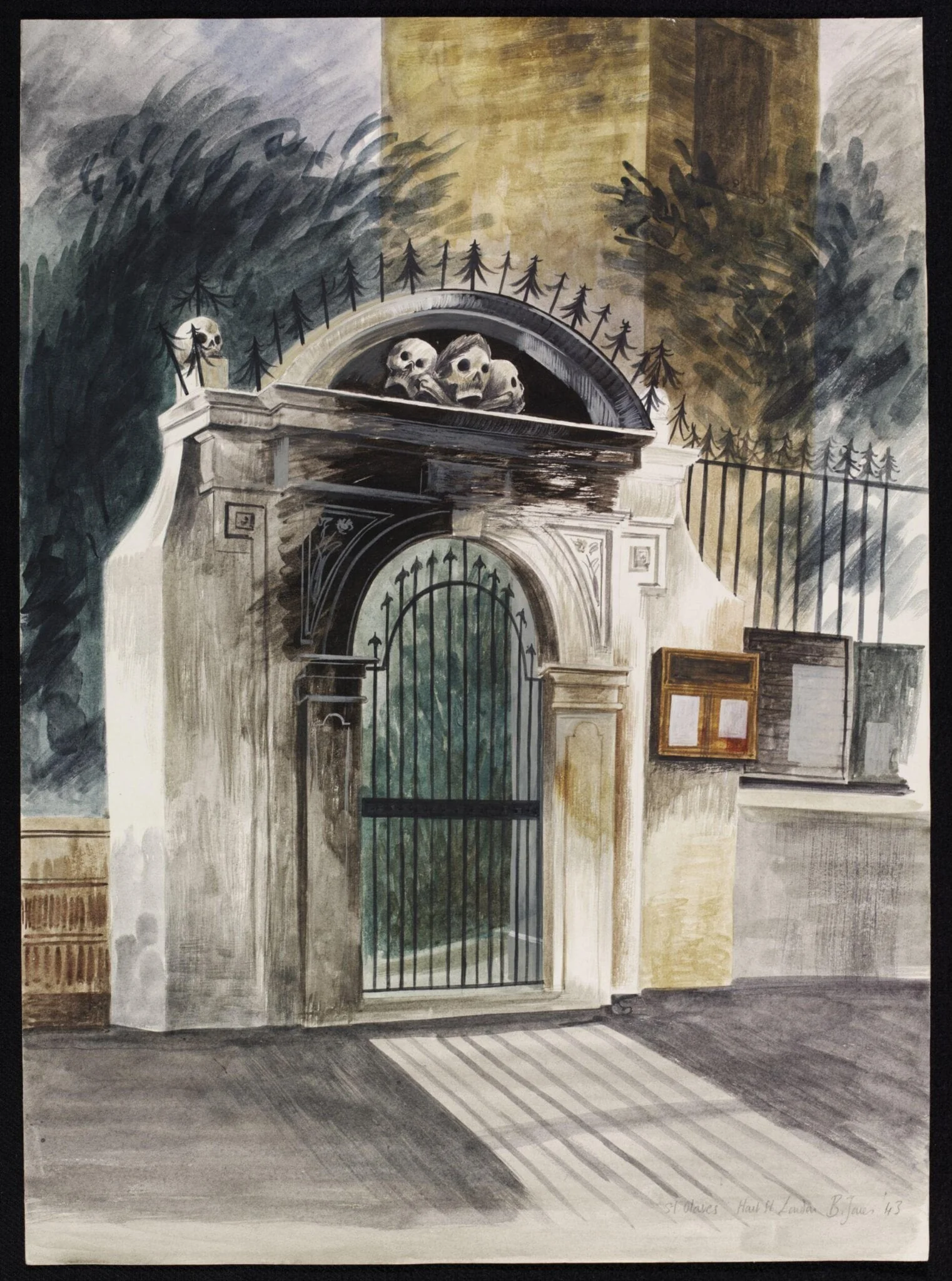 Gateway to St. Olave's Hart Street, E.C.2., by Barbara Jones, watercolor, 1943