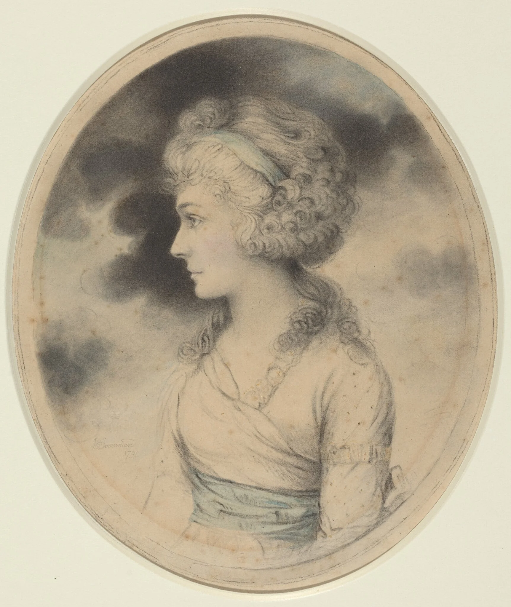 Portrait of a Woman with a Blue Sash