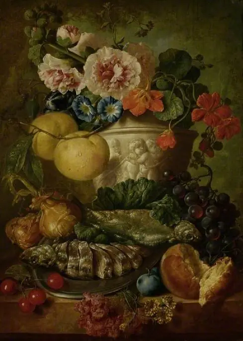 Still life with fruit and flowers
