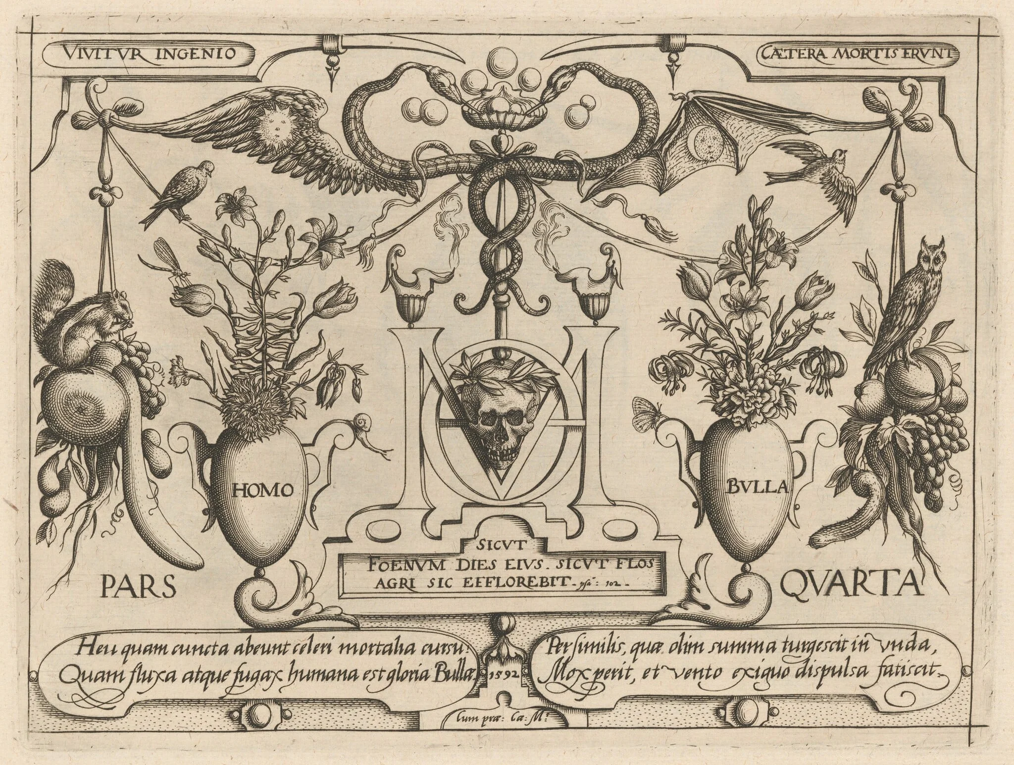 Archetypa studiaque patris Georgii Hoefnagelii [Part 4, Title Page], by Jacob Hoefnagel, ink, 1592