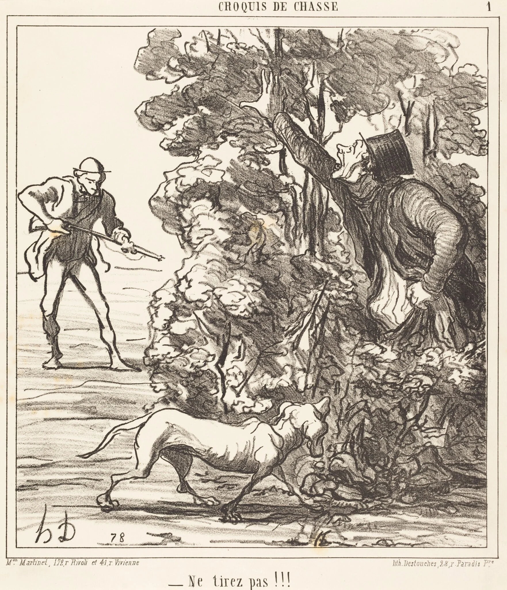 Ne tirez pas!!!, by Honoré Daumier, ink, 1865