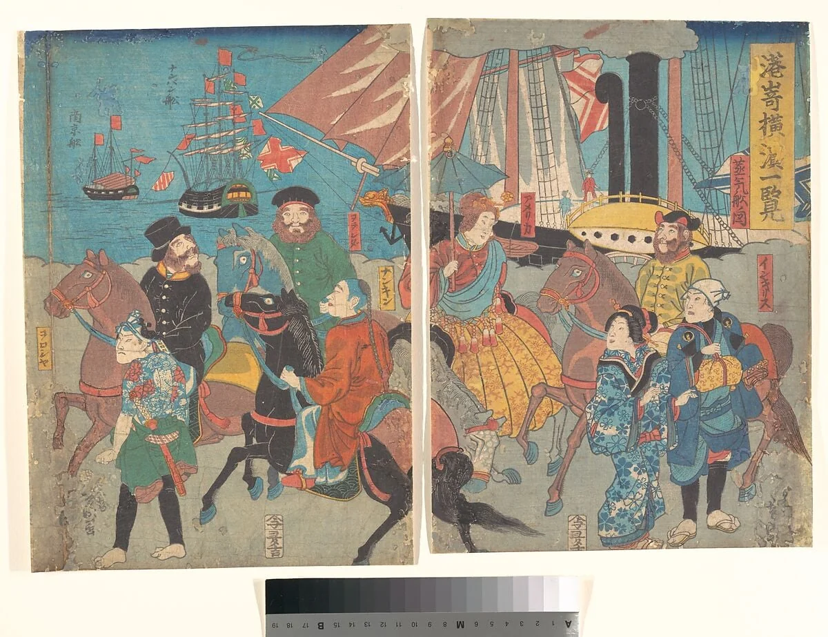 港崎横浜一覧|A Glance at Miyosaki, Yokohama, by Utagawa Yoshimori, ink, 1860