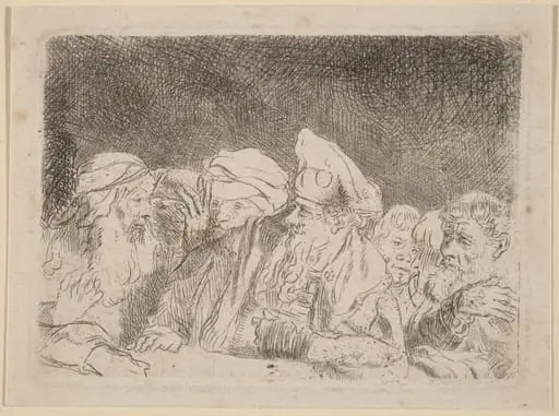 The Pharisees Debating (Fragment from the Hundred Guilder Print)