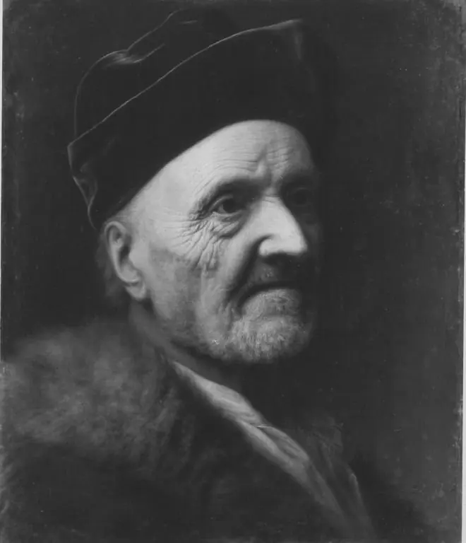 Portrait of an old man with fur