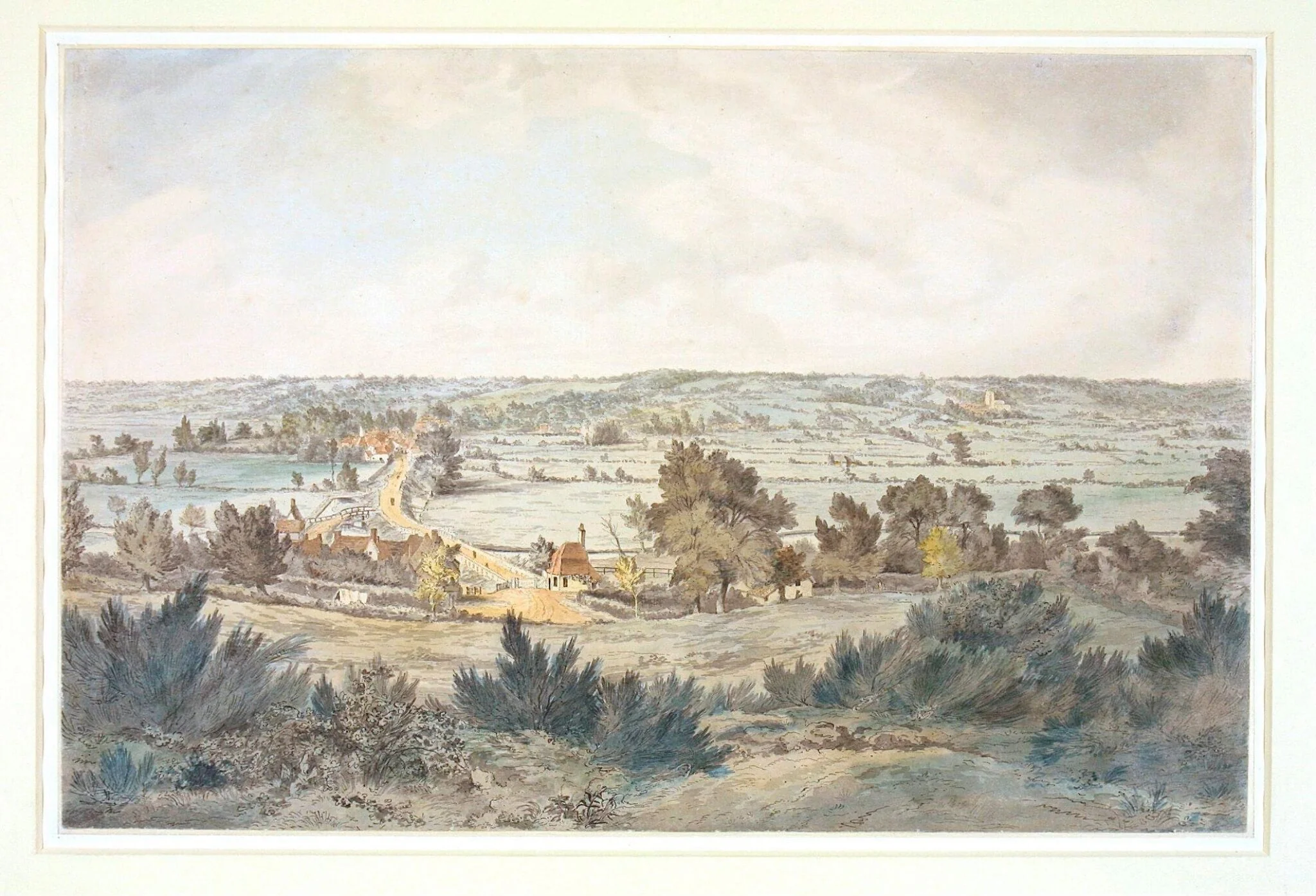 The Valley of the Stour, with Stratford St Mary in the distance, by John Constable, watercolor, 1800