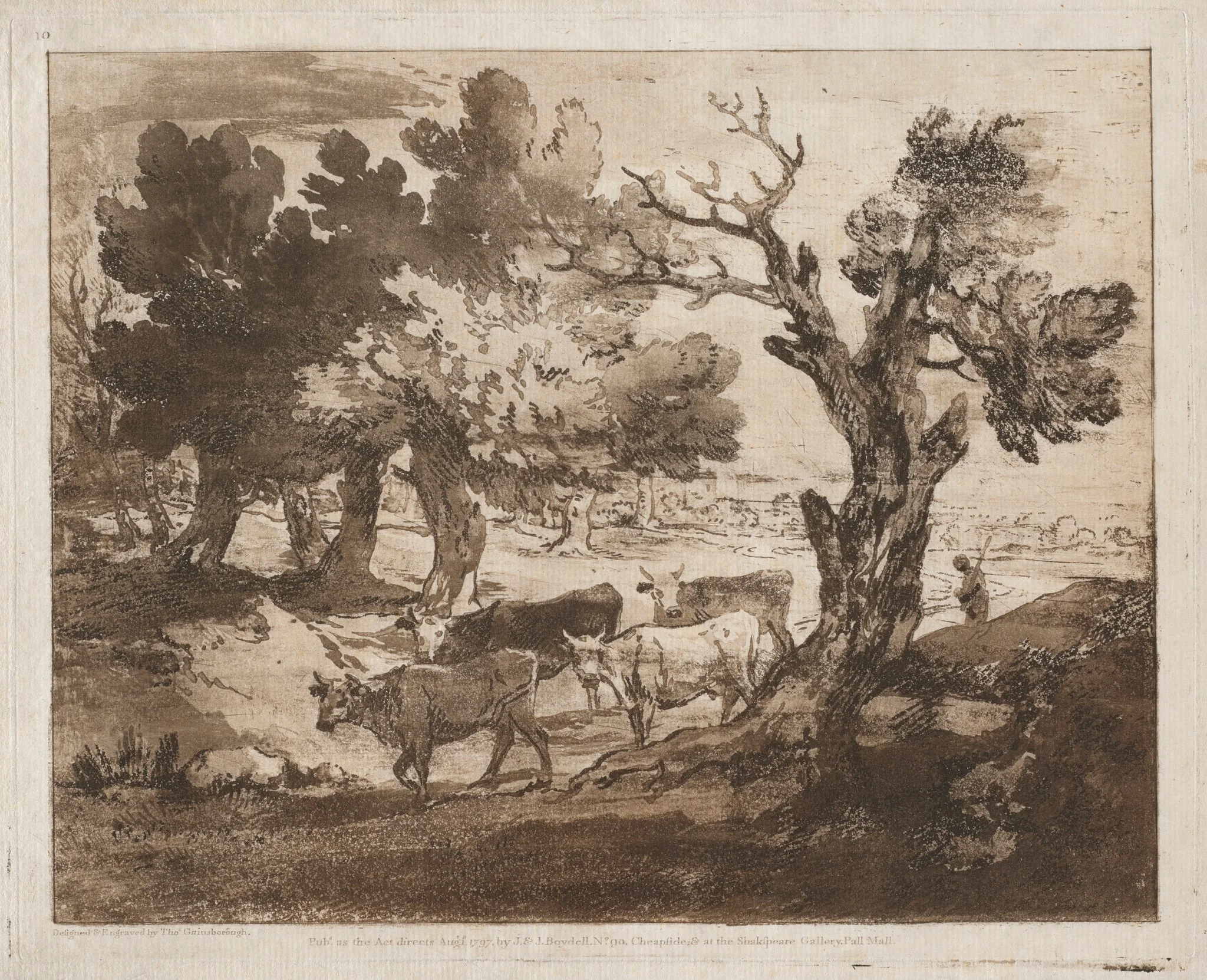Wooded Landscape with Herdsman and Cows, by Thomas Gainsborough, 1782