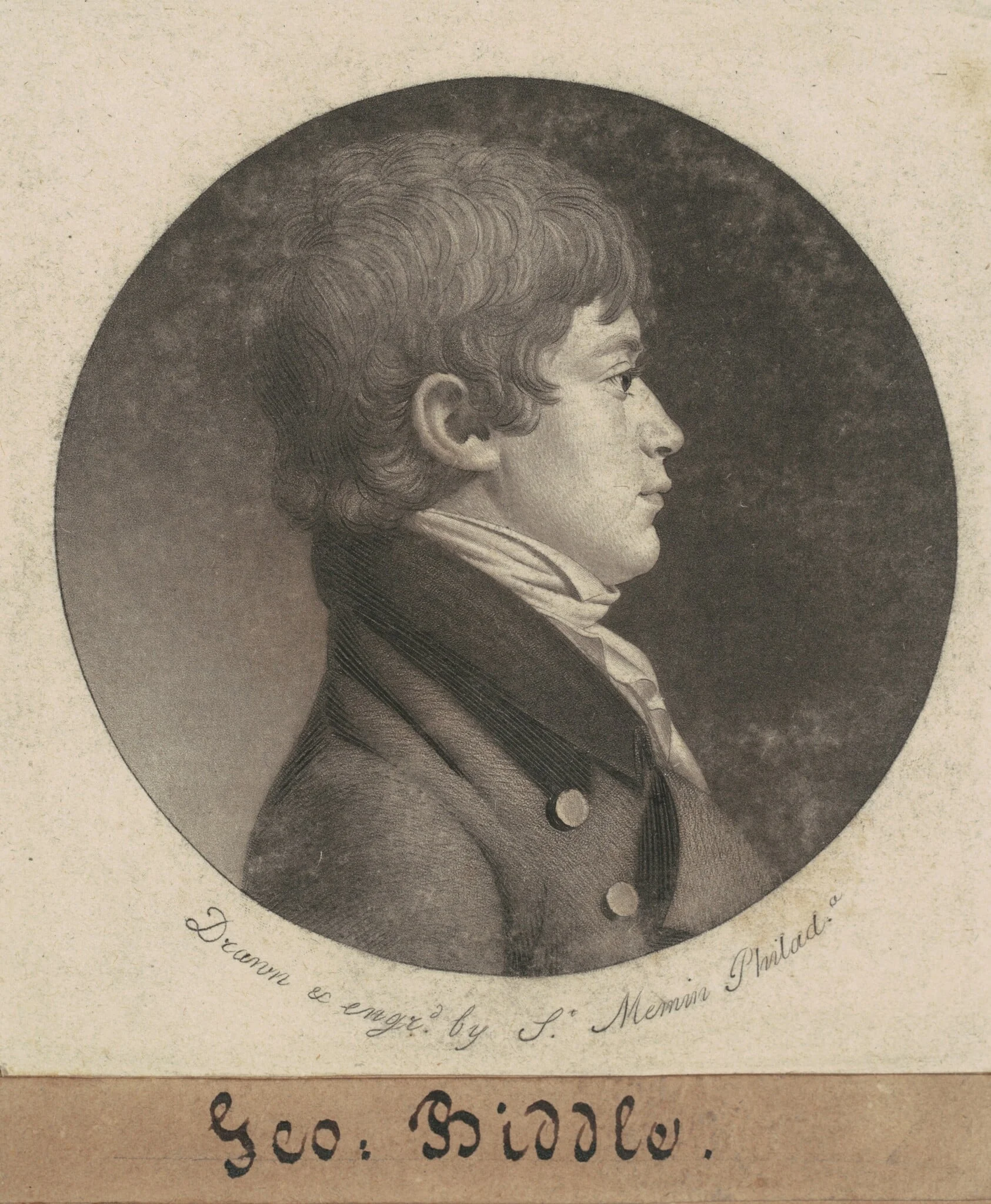 George Washington Biddle, by Charles Balthazar Julien Févret de Saint-Mémin, ink, 1801