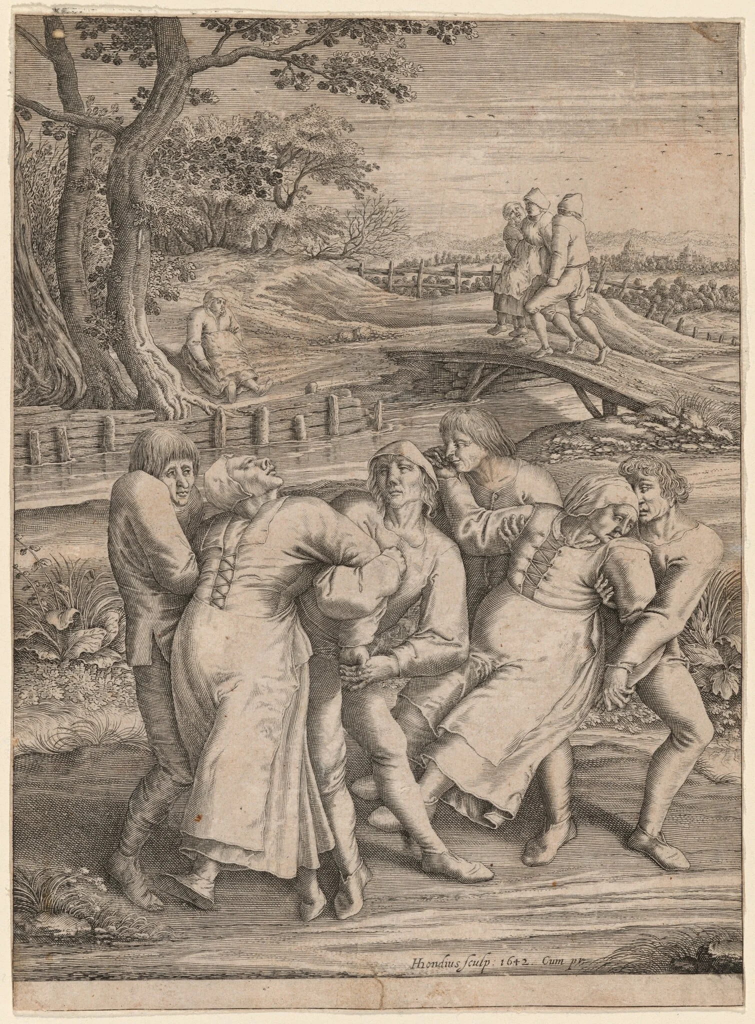 Epileptics Walking to the Left, by Hendrik Hondius I, ink, 1642