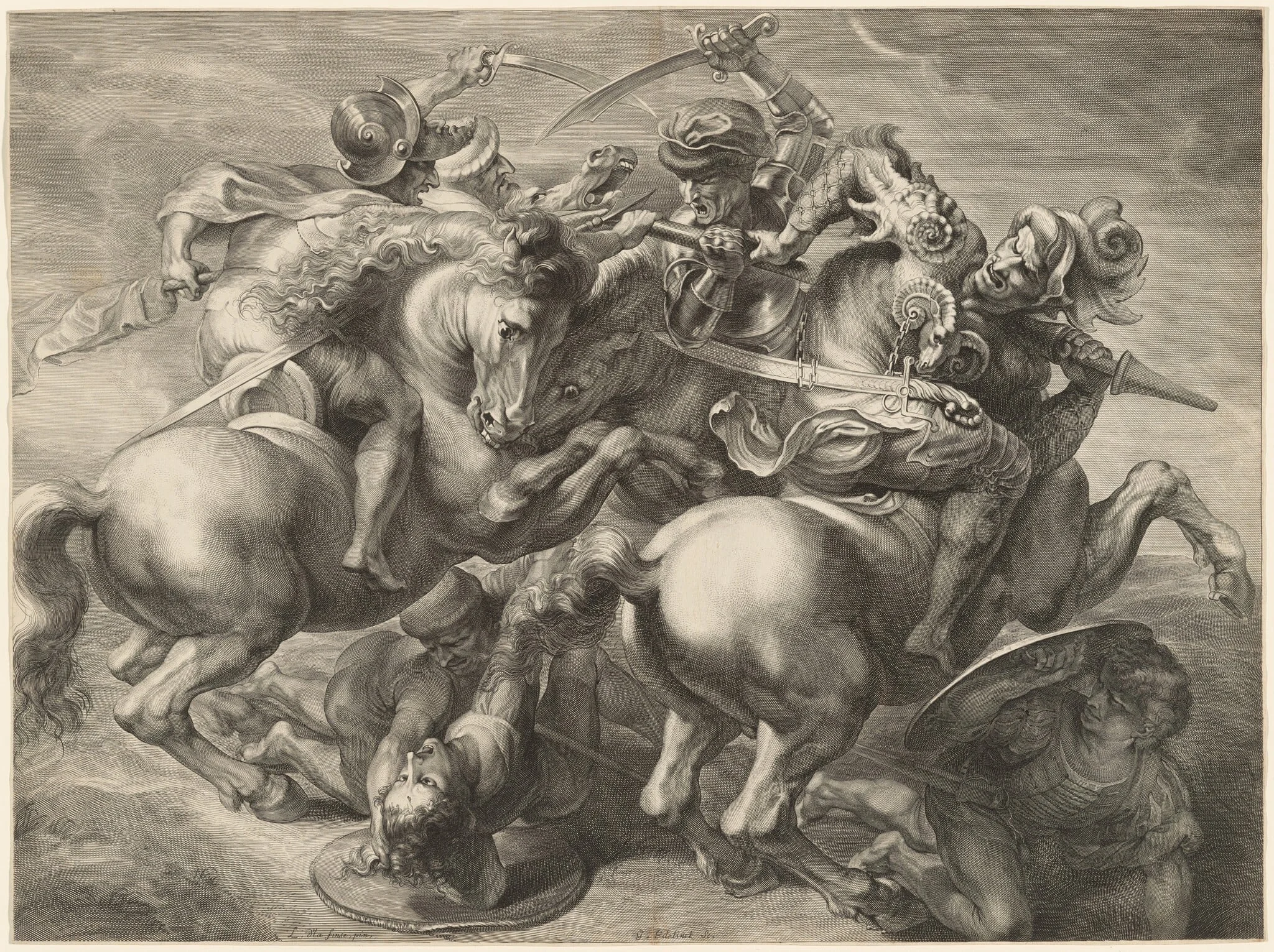 The Fight for the Standard, by Gerard Edelinck, ink, 1662