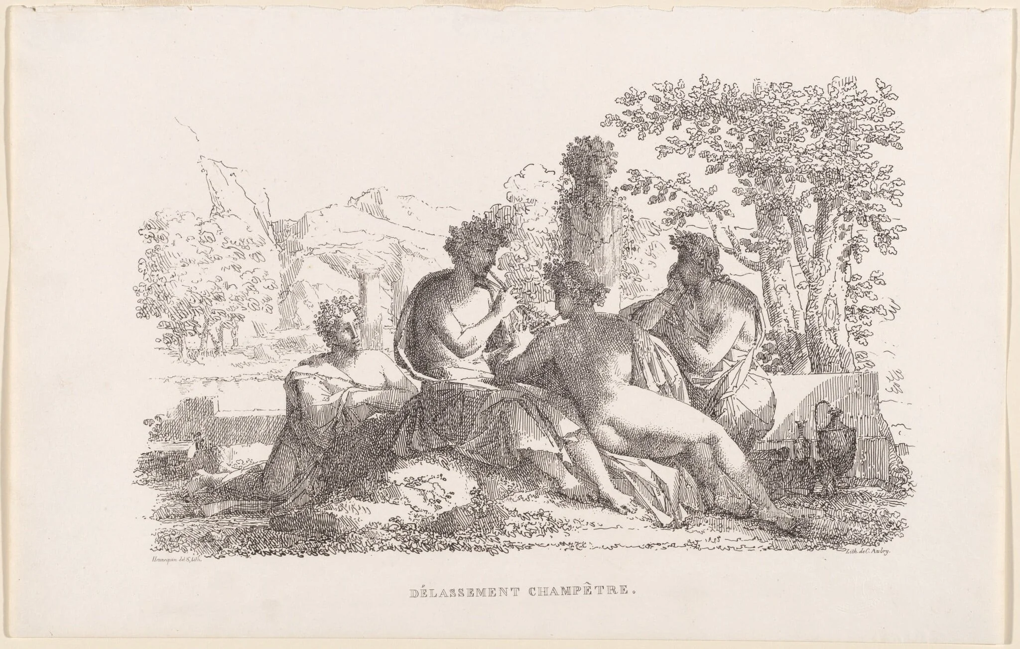 Délassement champêtre (Sylvan Leisure), by Philippe-Auguste Hennequin, ink, 1825