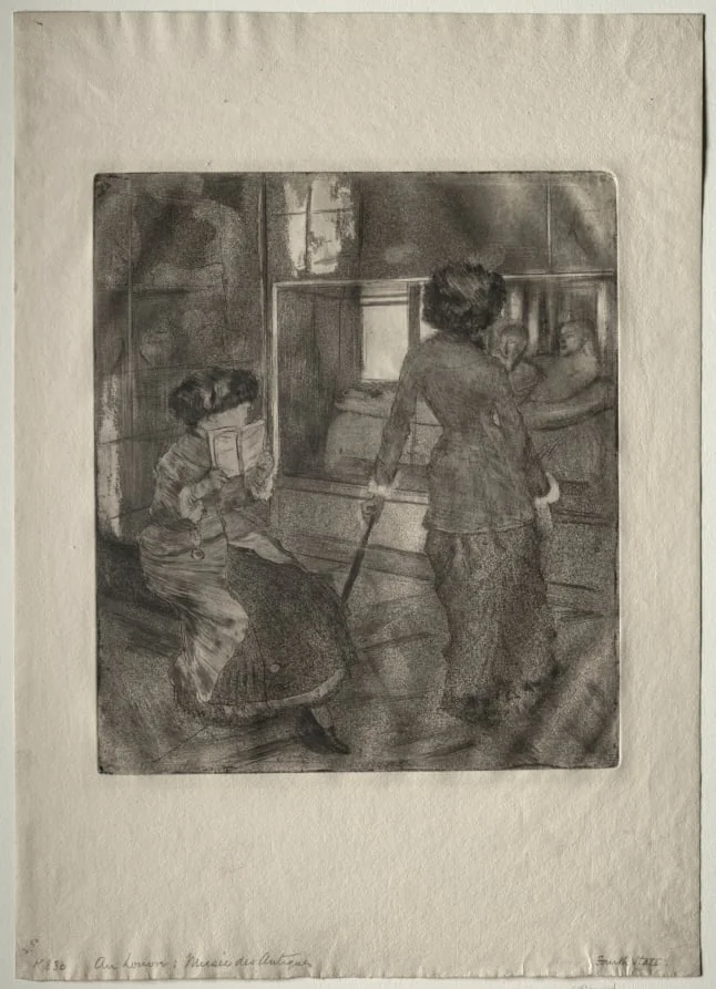Mary Cassatt at the Louvre: The Etruscan Gallery, by Edgar Degas, 1880