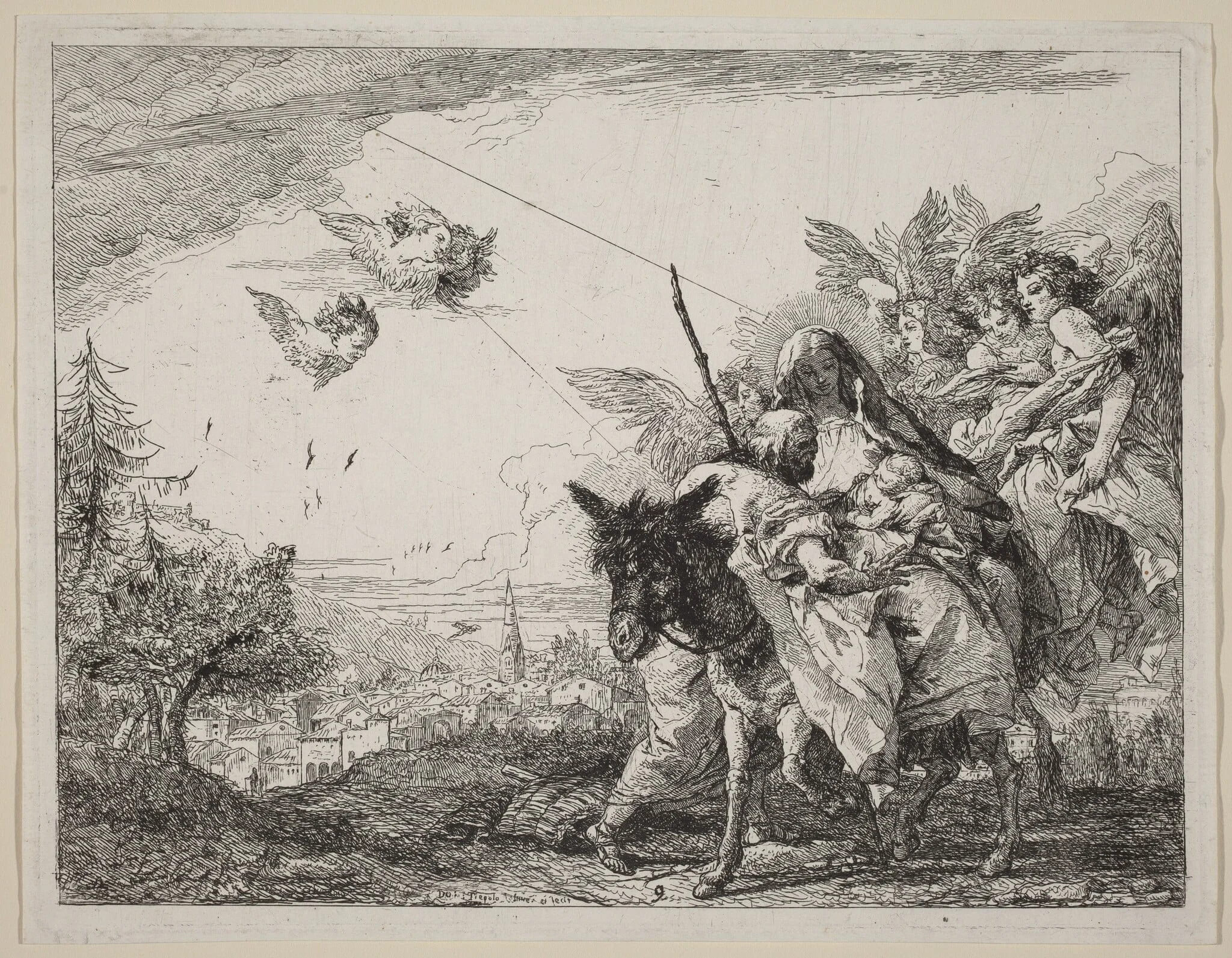 Joseph, Standing, Adores the Child, by Giovanni Domenico Tiepolo, ink, 1753