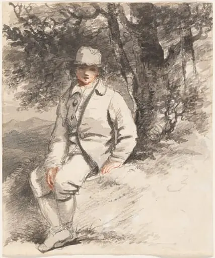 A Young Boy Seated Beneath a Tree