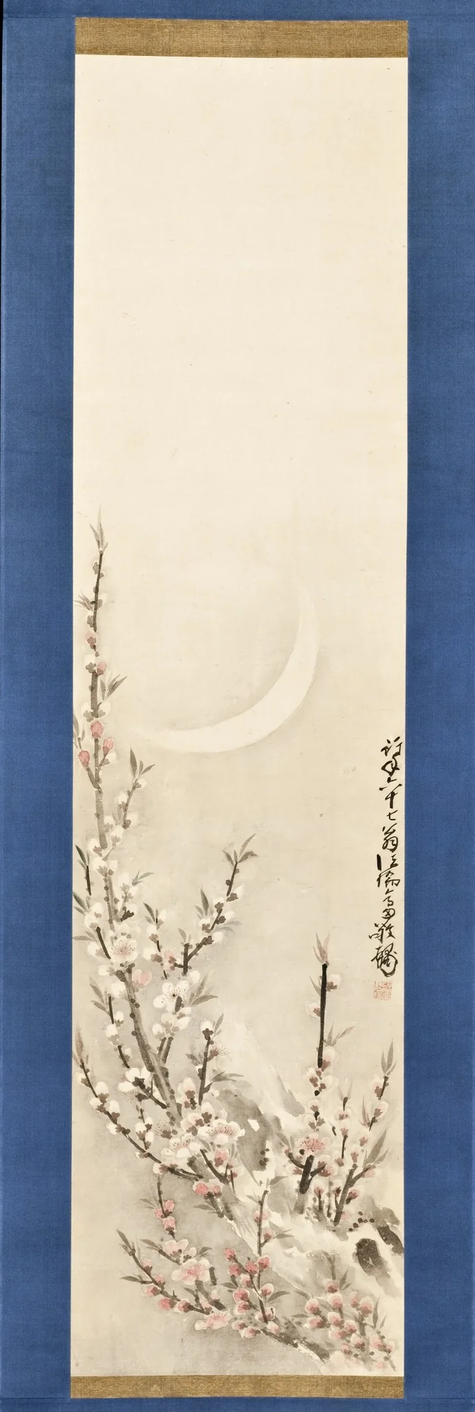Plum Blossoms under a Crescent Moon