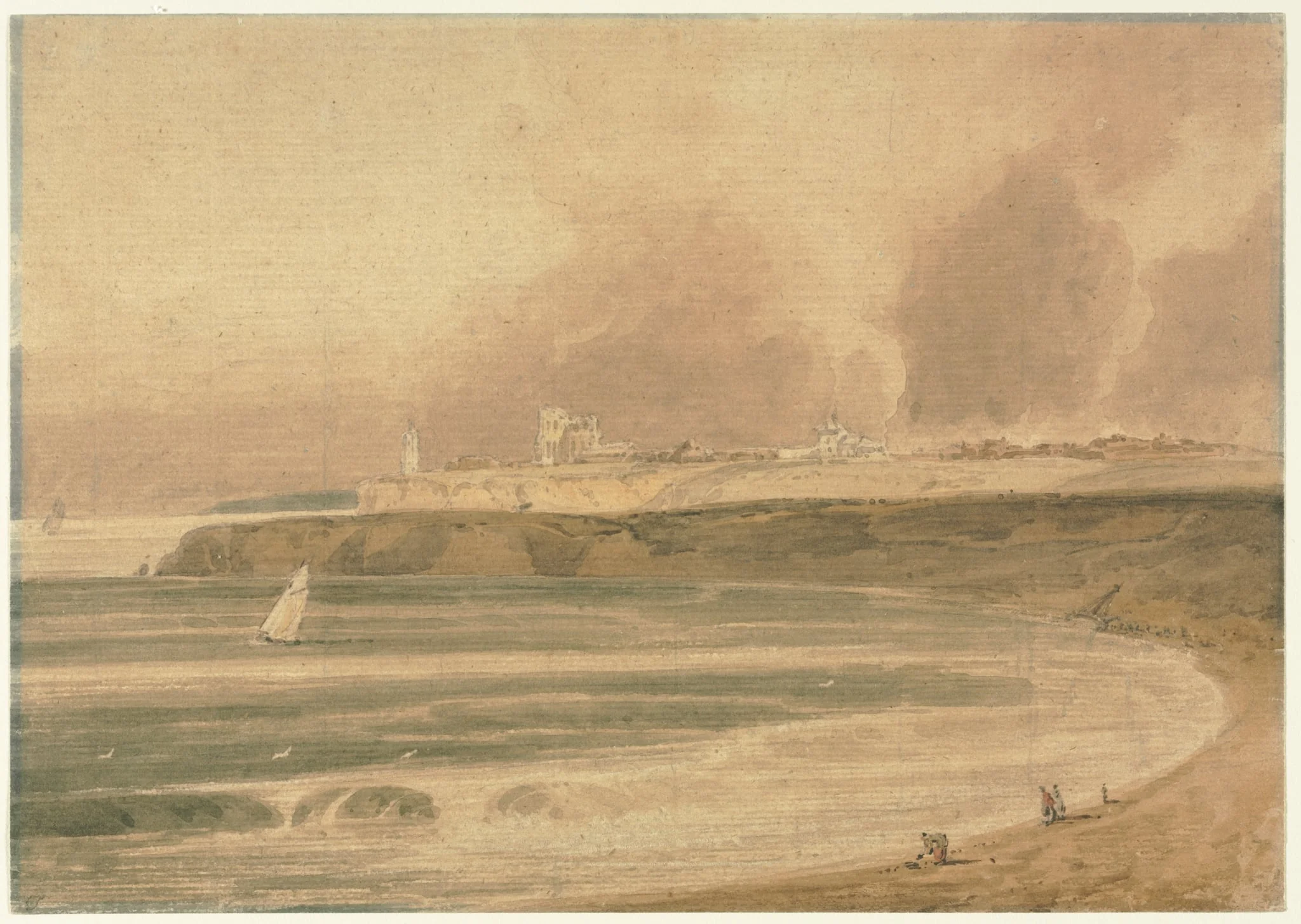 Tynemouth, Northumberland, by Girtin, 1798