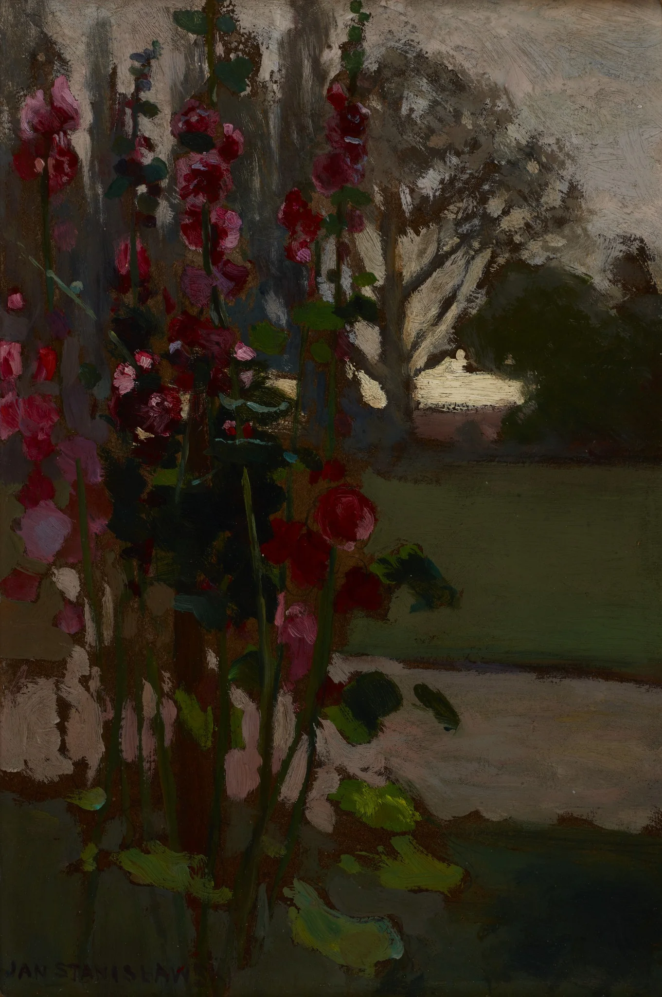 Hollyhocks – Polish Autumn, by Jan Stanisławski, unspecified, 1900