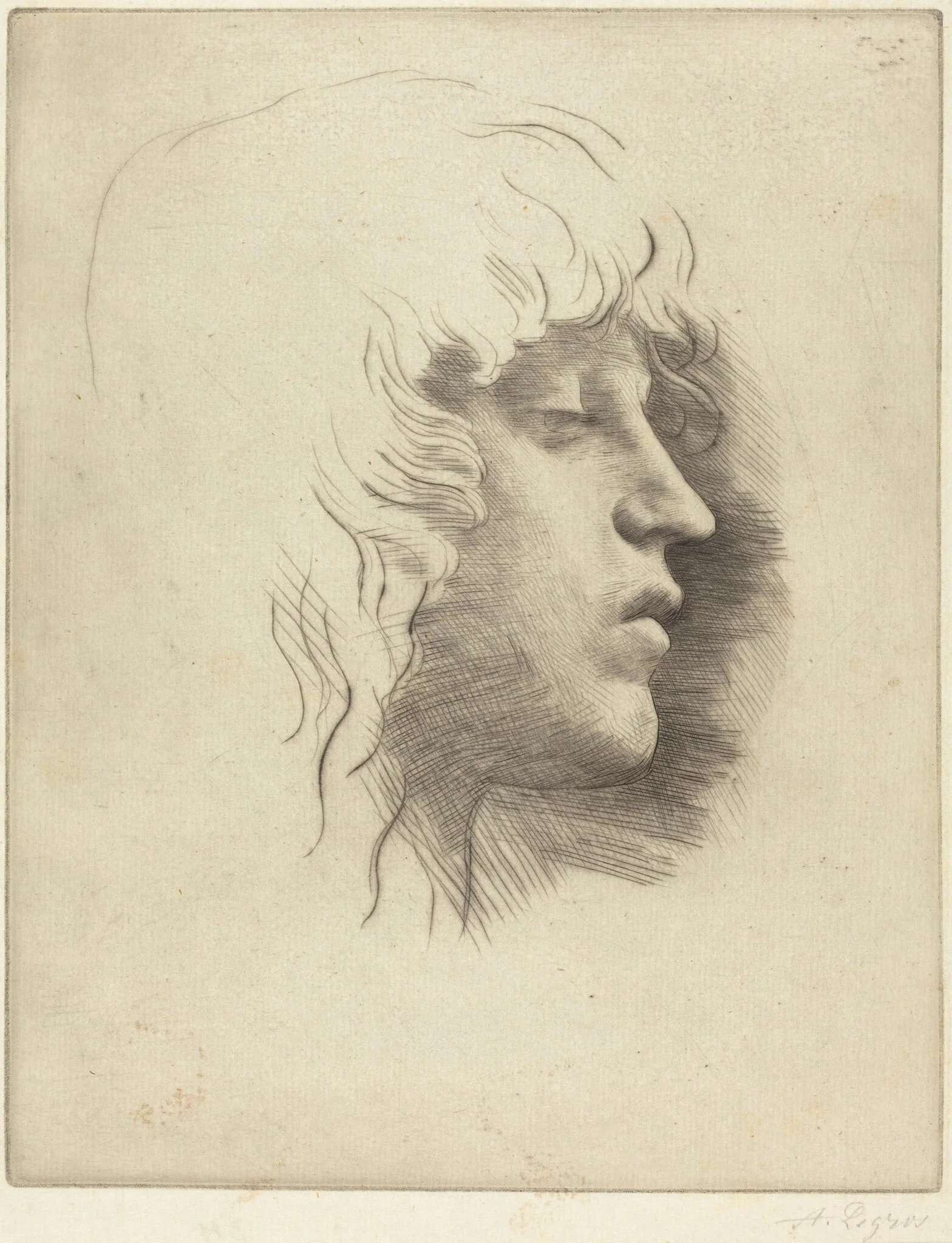 Head of a Young Girl (Tete de jeune fille), by Alphonse Legros, ink, 1874