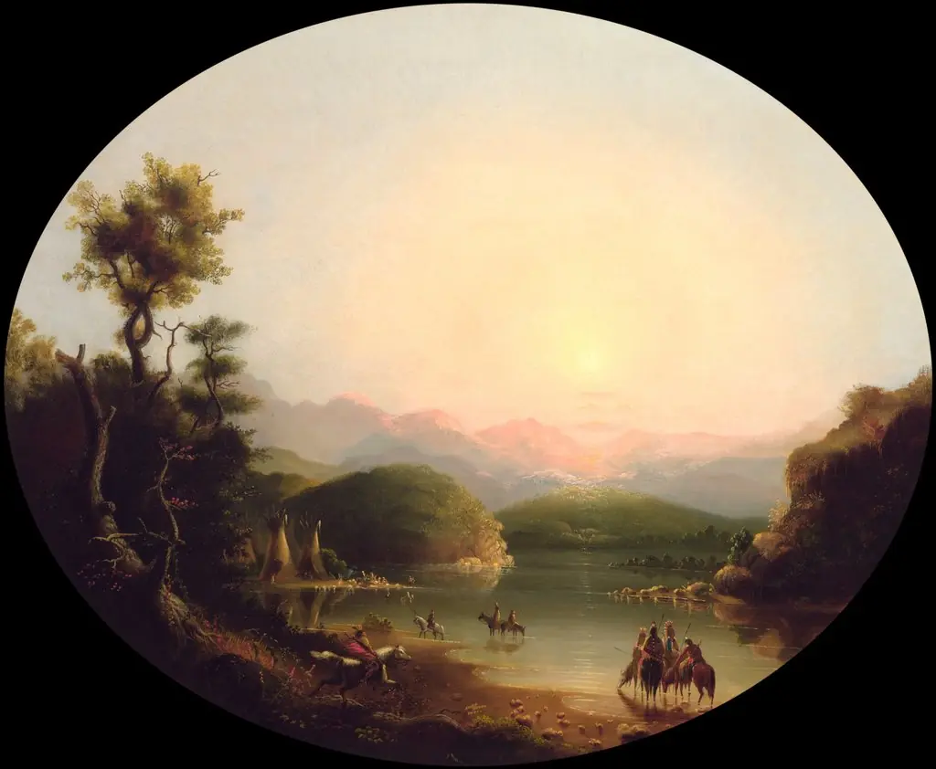 Shoshone Indians at a Mountain Lake (Lake Fremont)