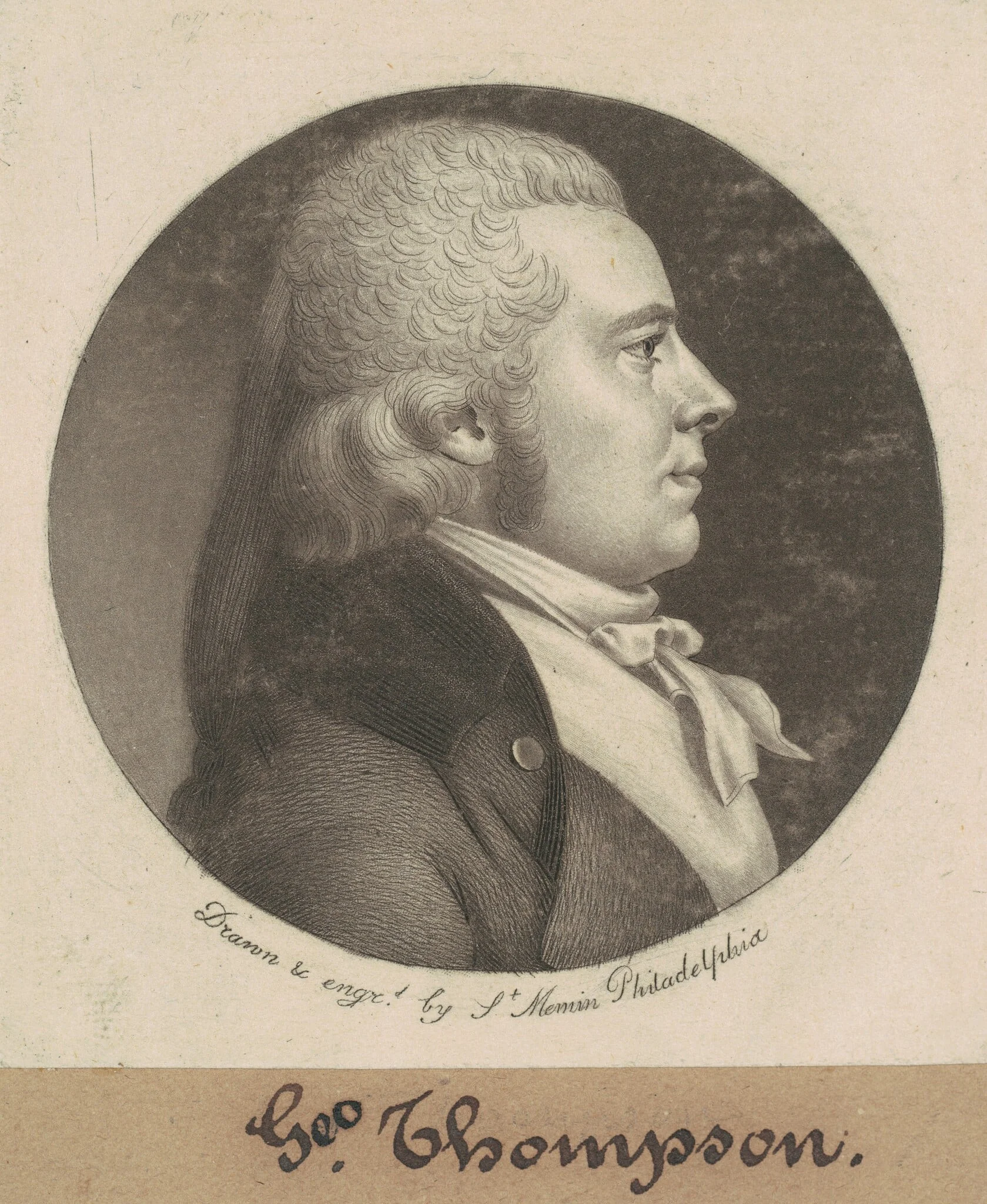 George Thompson, by Charles Balthazar Julien Févret de Saint-Mémin, ink, 1799