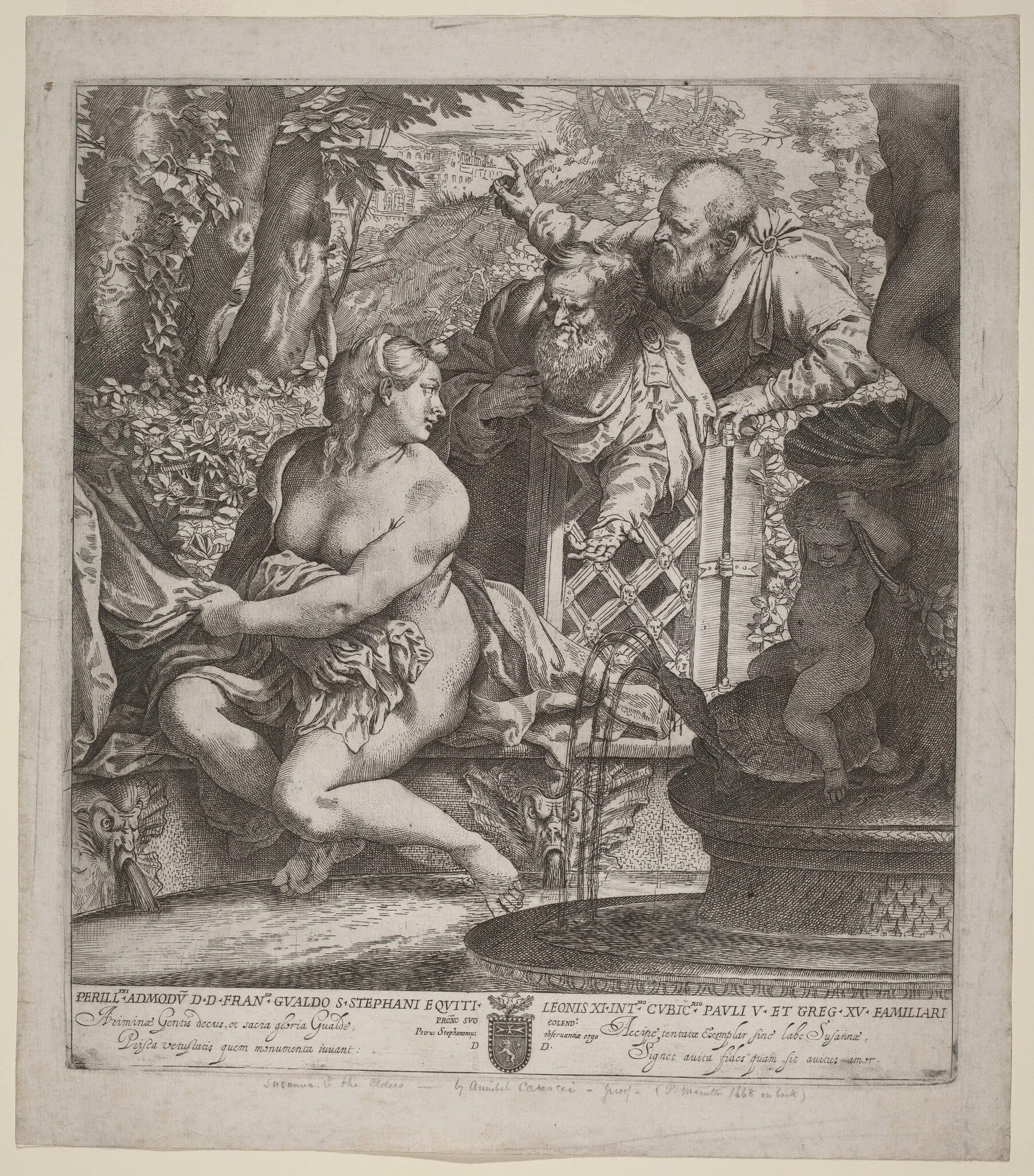 Susanna and the Elders, by Annibale Carracci, ink, 1592