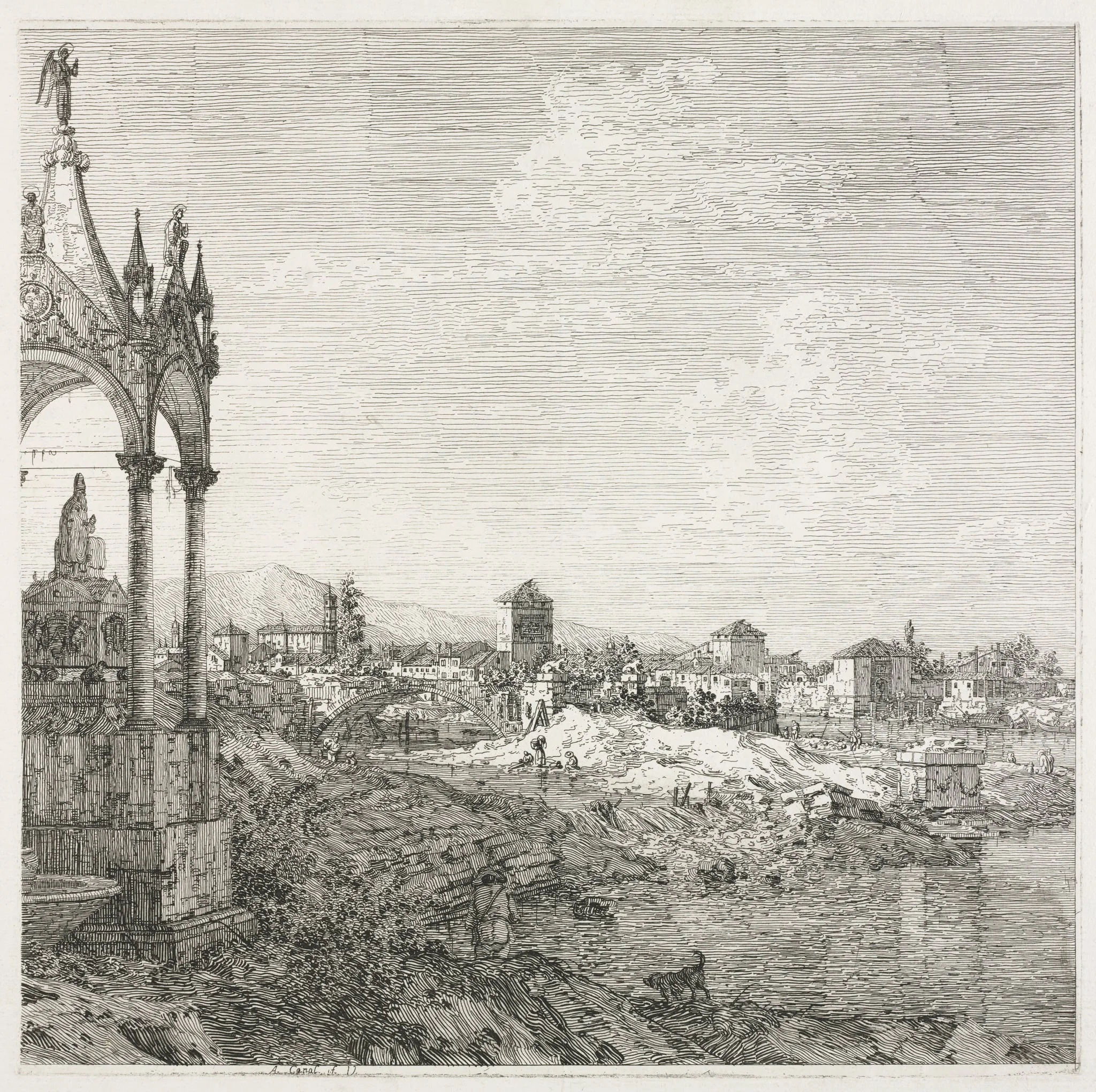 Views:  The Sepulcher of a Bishop, by Canaletto, 1740