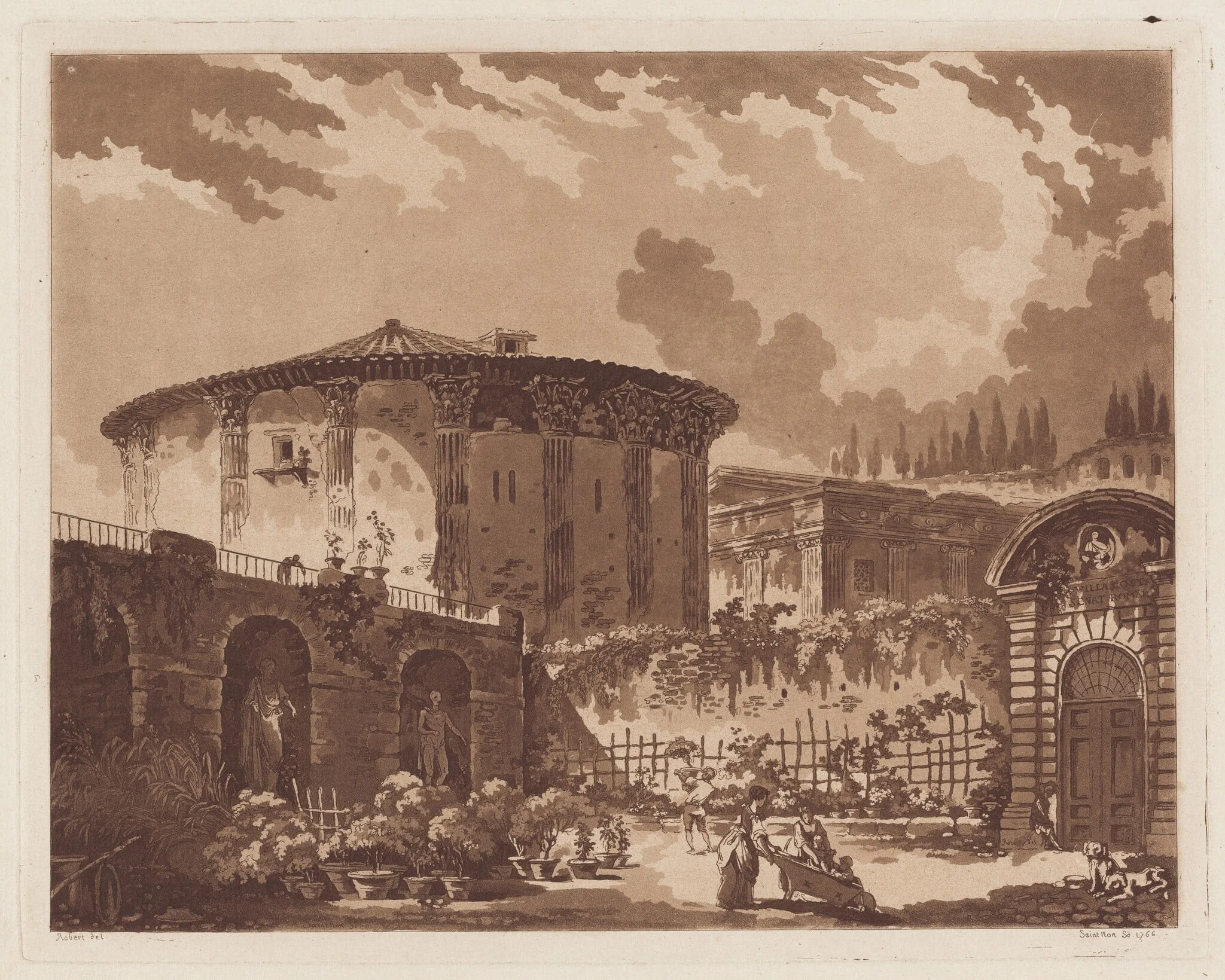 View in the Garden of a Roman Villa, with the Temple of Hercules Victor and the Temple of Portunus