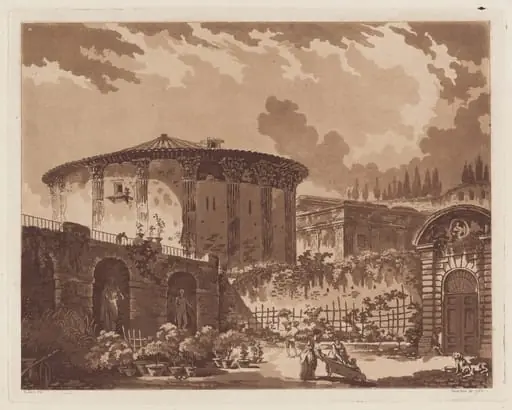 View in the Garden of a Roman Villa, with the Temple of Hercules Victor and the Temple of Portunus