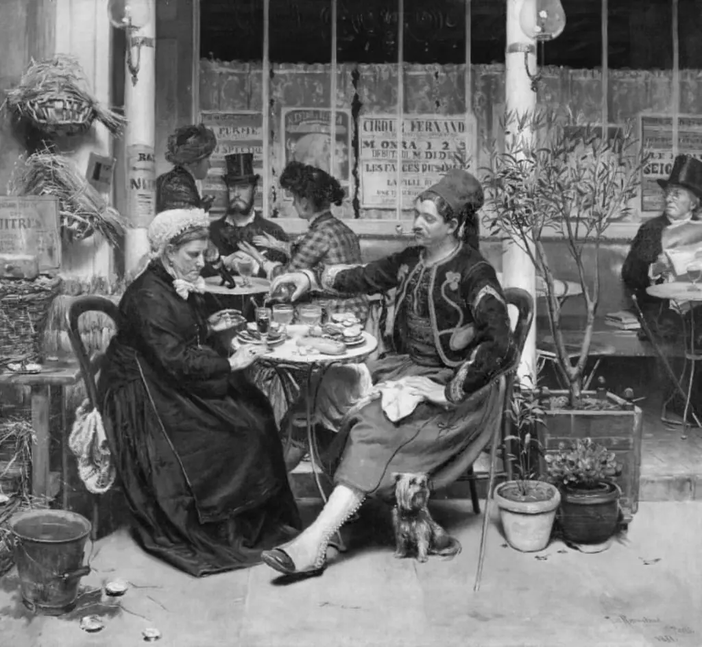 Udenfor et brasserie i Paris