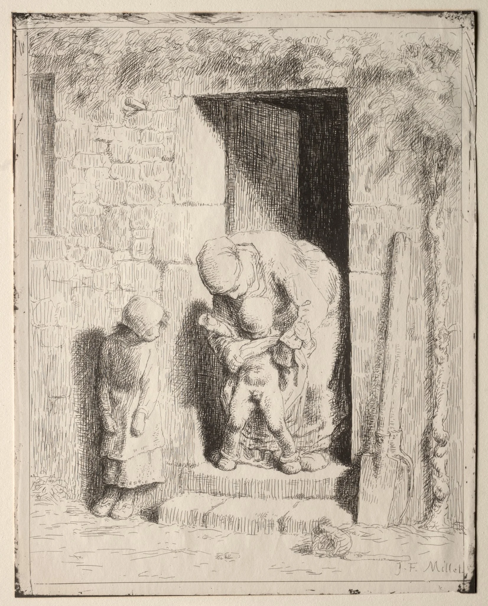 Maternal Precaution, by Jean François Millet, 1860
