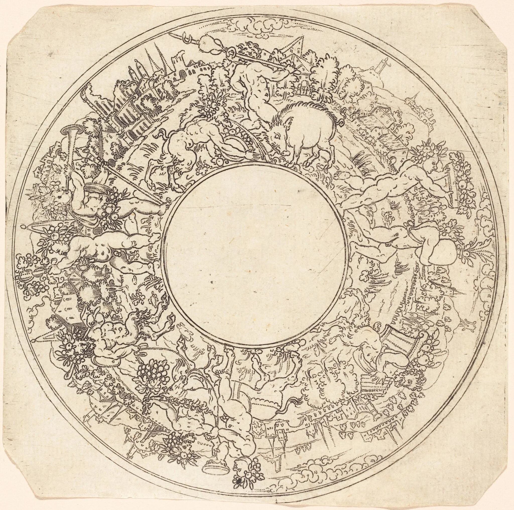 Triumphal Procession of Bacchus, by Jonas Silber, ink, 1580