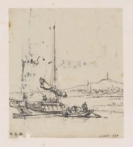A junk with a Tanka boat alongside