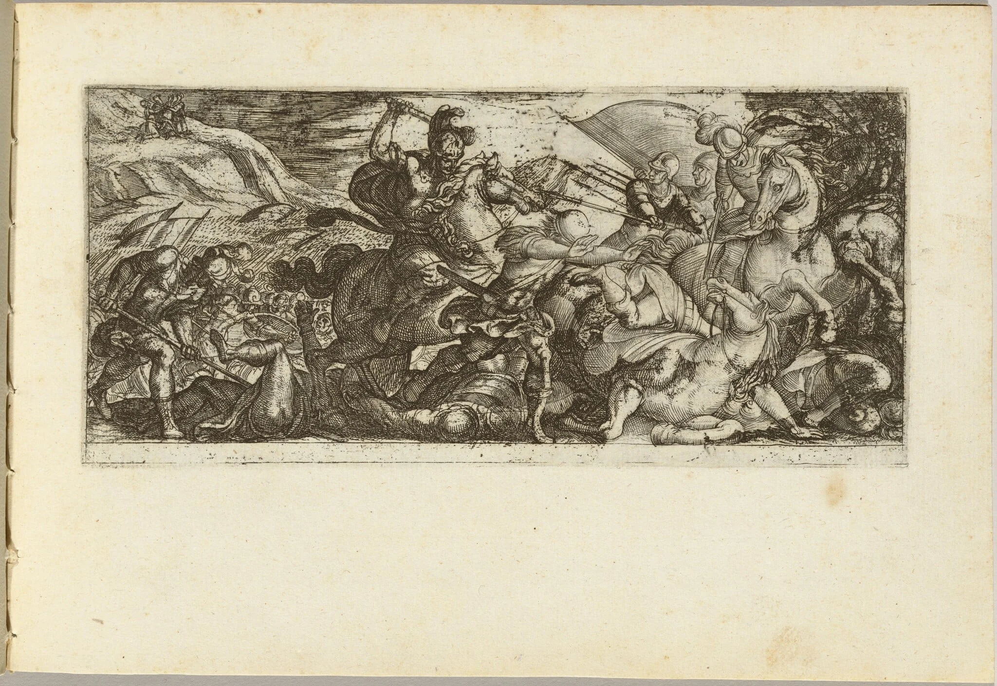 Cavalry Attack with Soldiers Fleeing, by Antonio Tempesta, ink, 1592