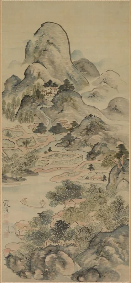 Fishing in Springtime, by Ike no Taiga, unspecified, 1704