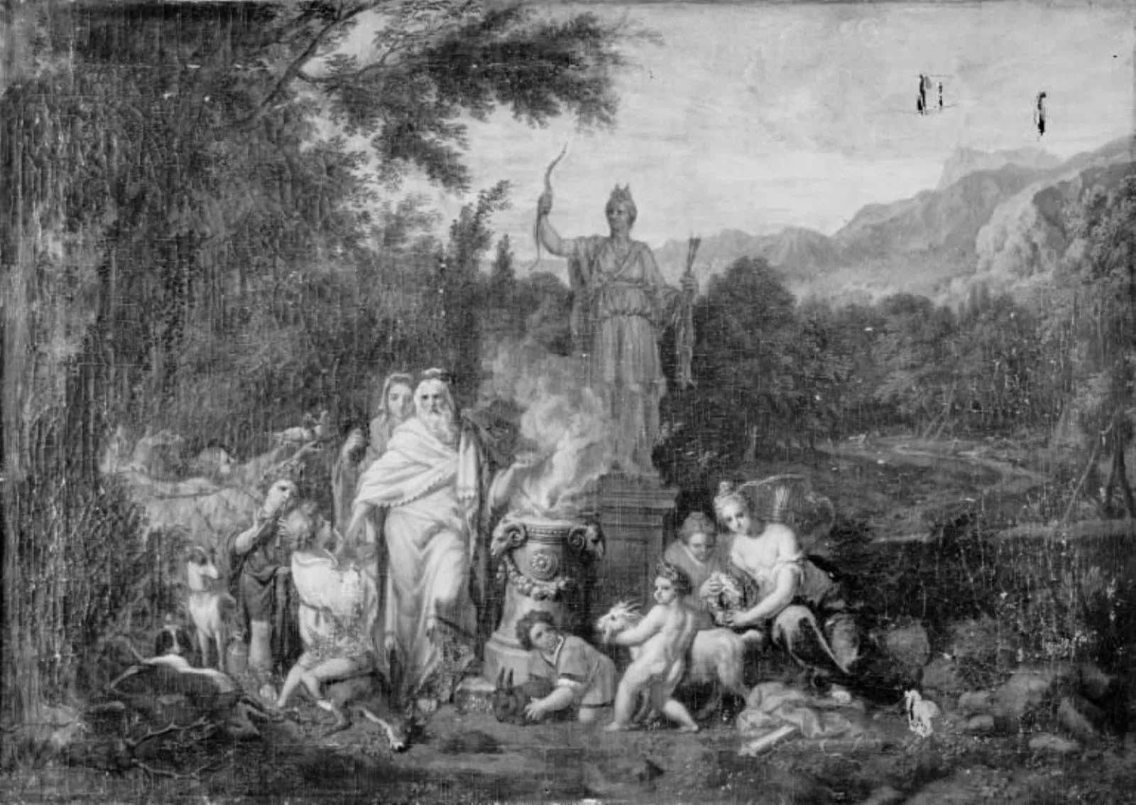 Landscape with Sacrifice to Diana, by Unknown, unspecified, 1750