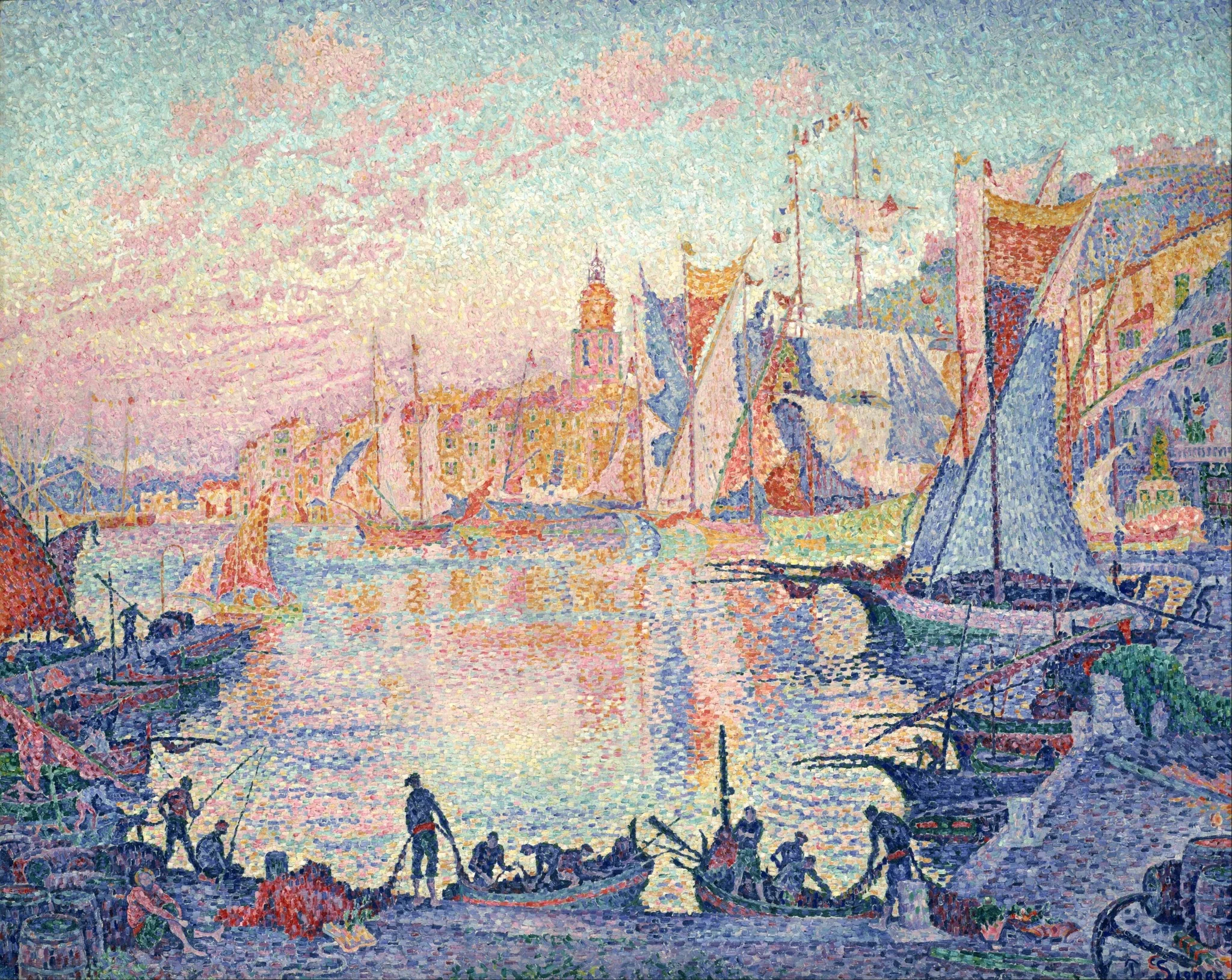 The Port of Saint-Tropez, by Paul Signac, oil, 1901