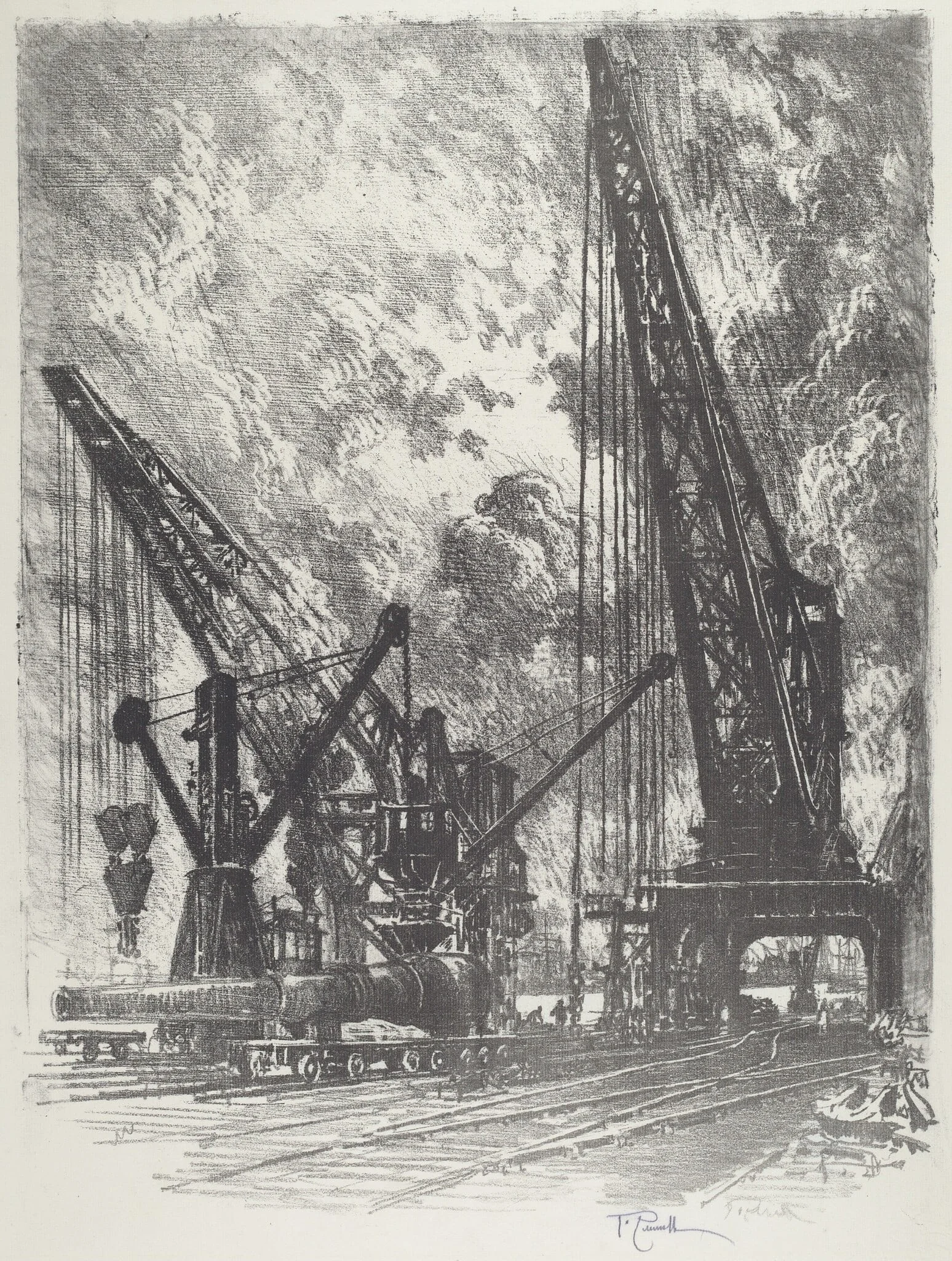 Taking the Big Gun Away, by Joseph Pennell, ink, 1916