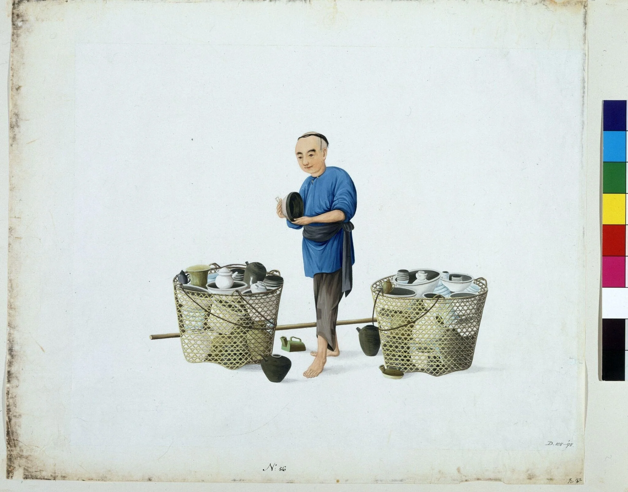 An Earthenware Seller, by Puqua, paint, 1790
