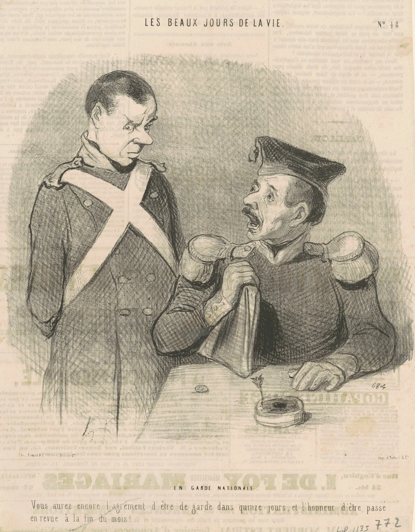 En garde national, by Honoré Daumier, ink, 1845