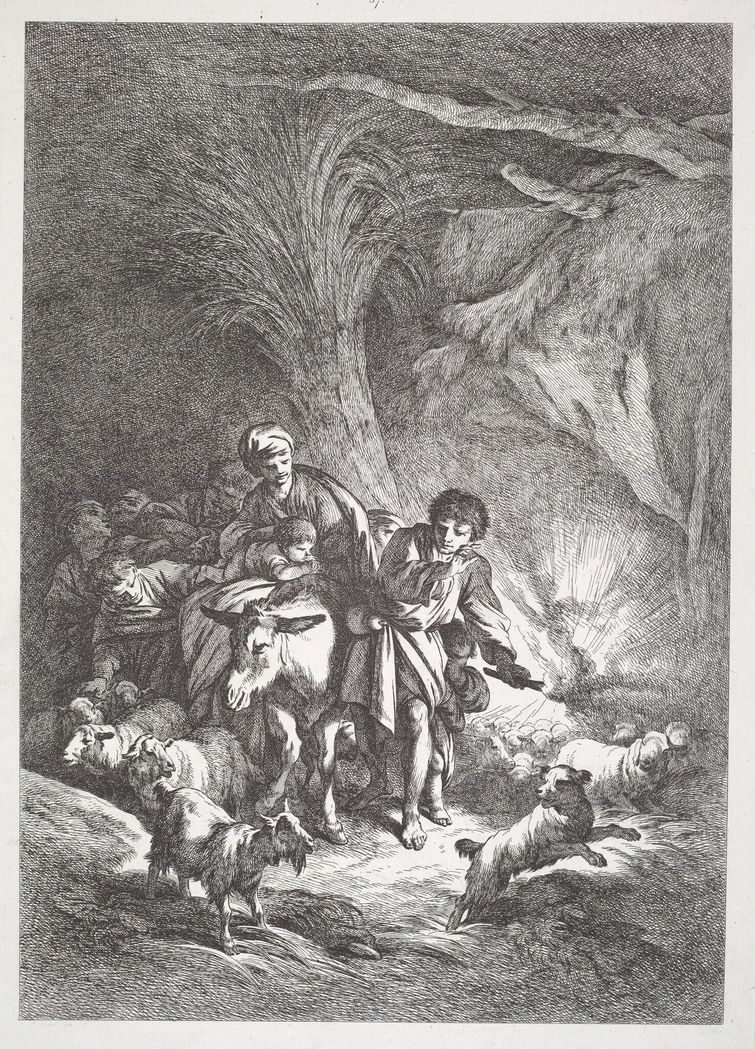 The Flight into Egypt, by Jean-Baptiste Hüet, ink, 1798