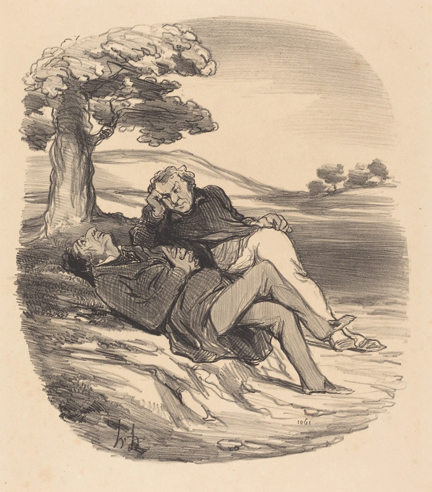 Doux loisir d'un quincailler retiré di commerce..., by Honoré Daumier, ink, 1848
