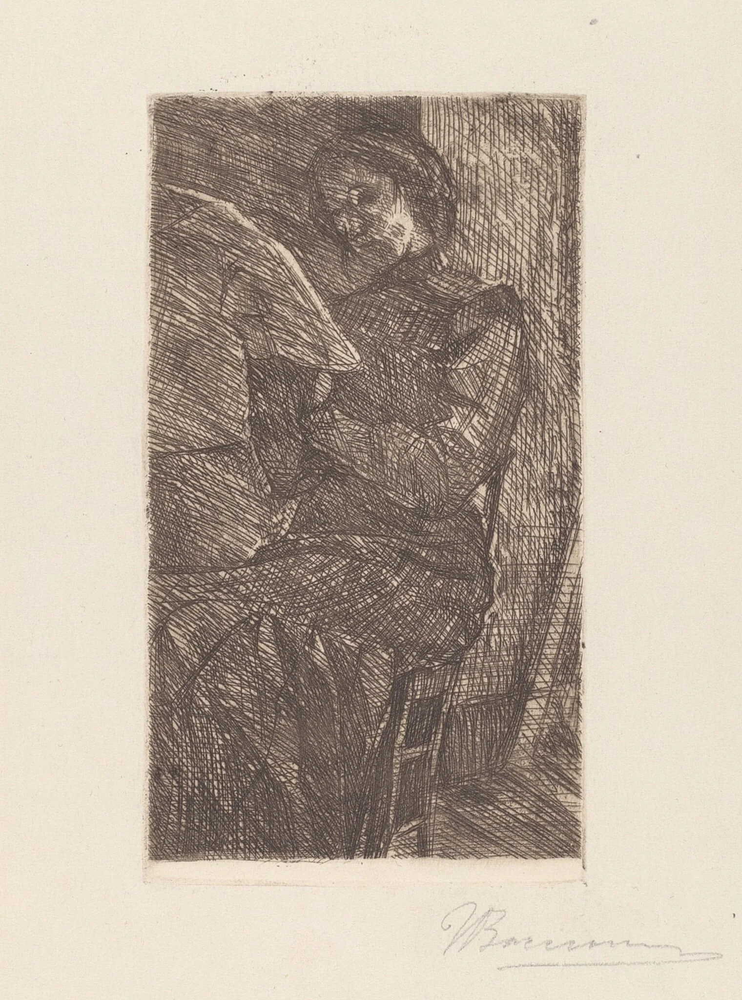 Woman Reading [Donna che legge], by Umberto Boccioni, ink, 1910
