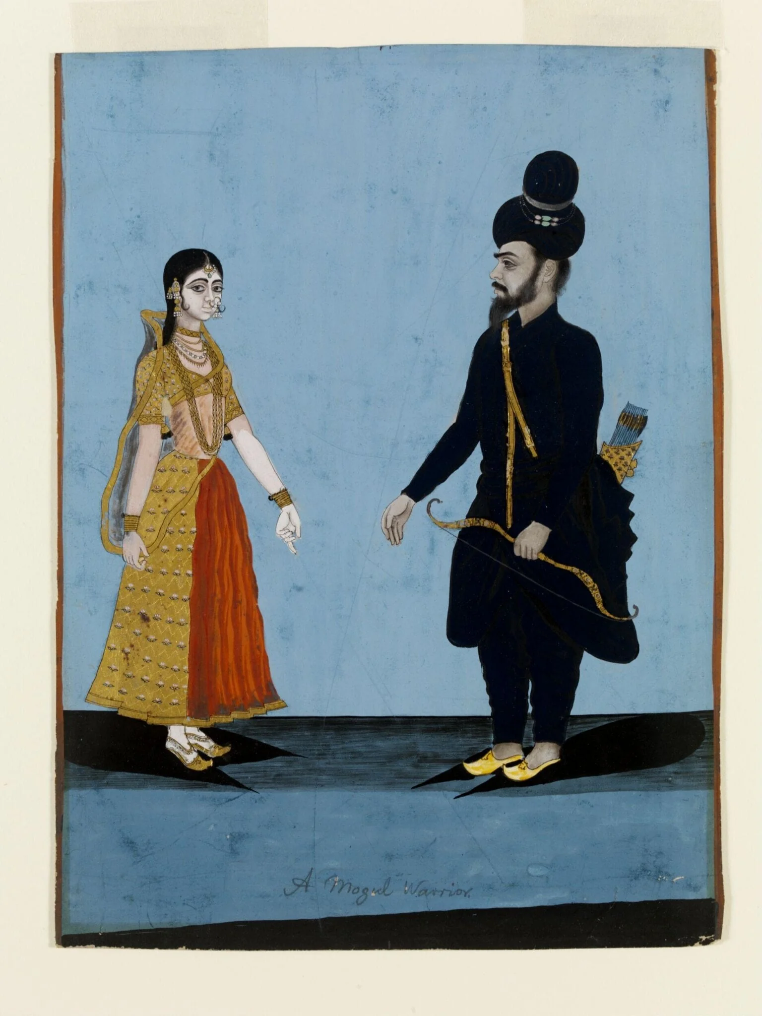 A Mughal warrior and his wife, by Unknown, paint, 1790