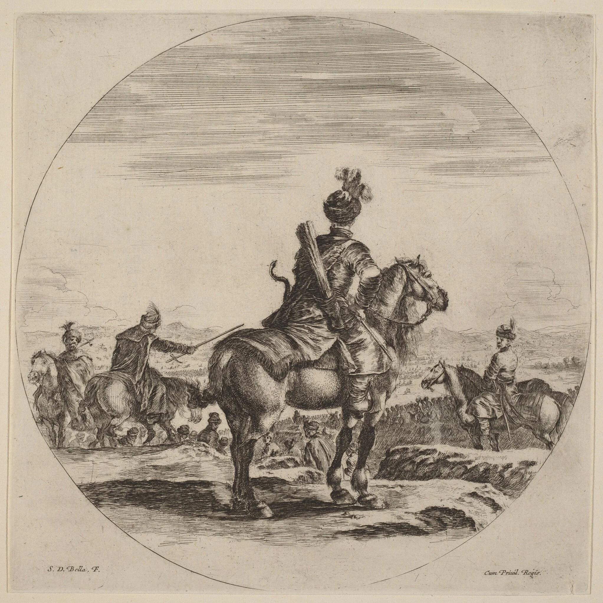 Polish Cavalier, by Stefano Della Bella, ink, 1637